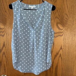 Fun 2 Fun Grey Sleeveless Blouse with White Polka Dots
